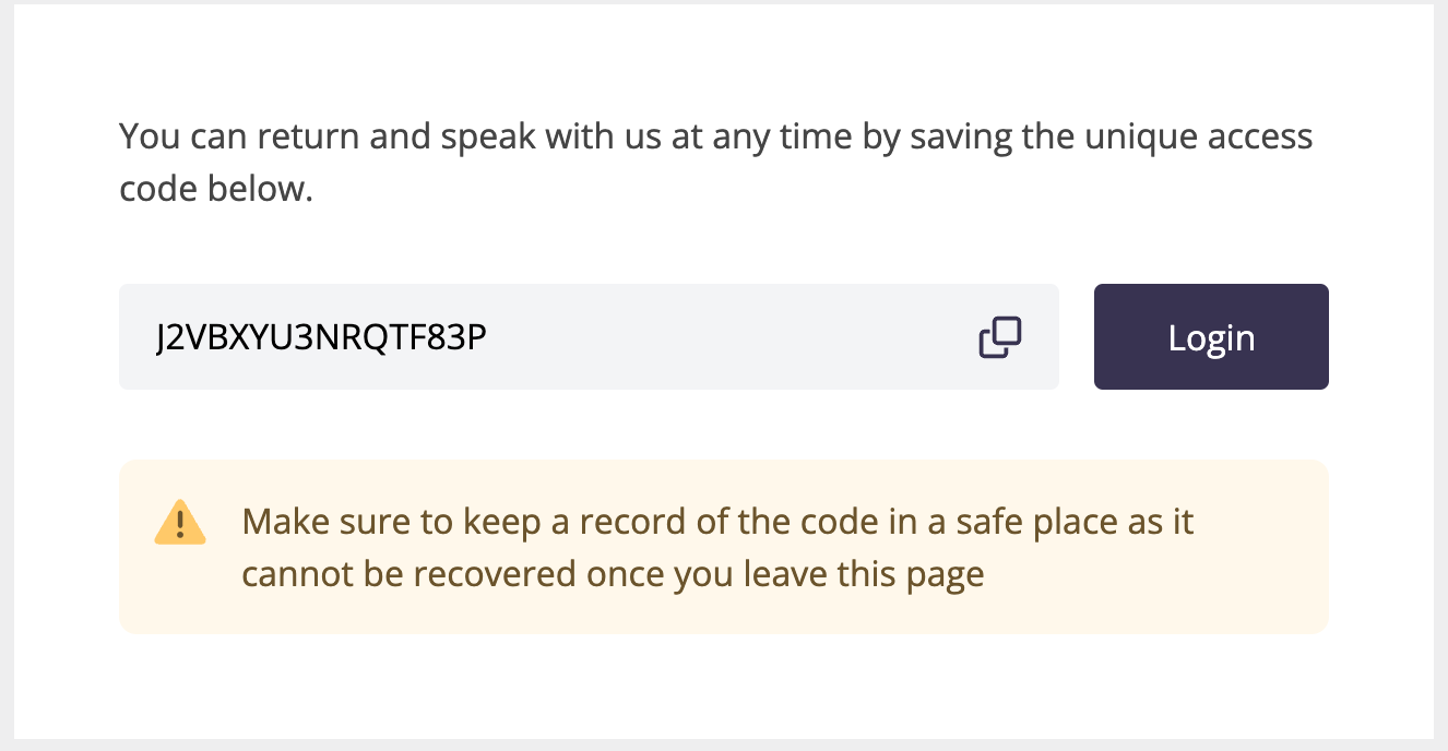 an example of the unique code a reporter will see when they opt into messaging